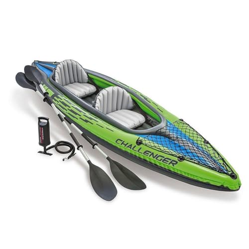 INTEX Challenger Inflatable Kayak Series: Includes Deluxe 86in Kayak Paddles and High-Output Pump – SuperStrong PVC – Adjustable Seat with Backrest –