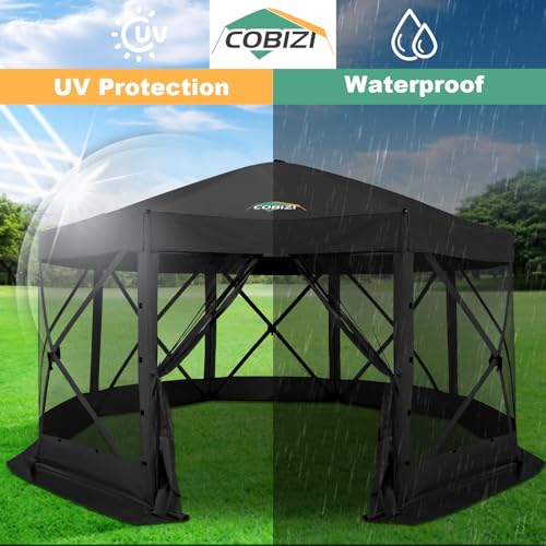 COBIZI 12x12ft Pop up Gazebo Screen Tent Screen House for Camping, Camping Outdoor Screened Gazebo, Canopy Tent