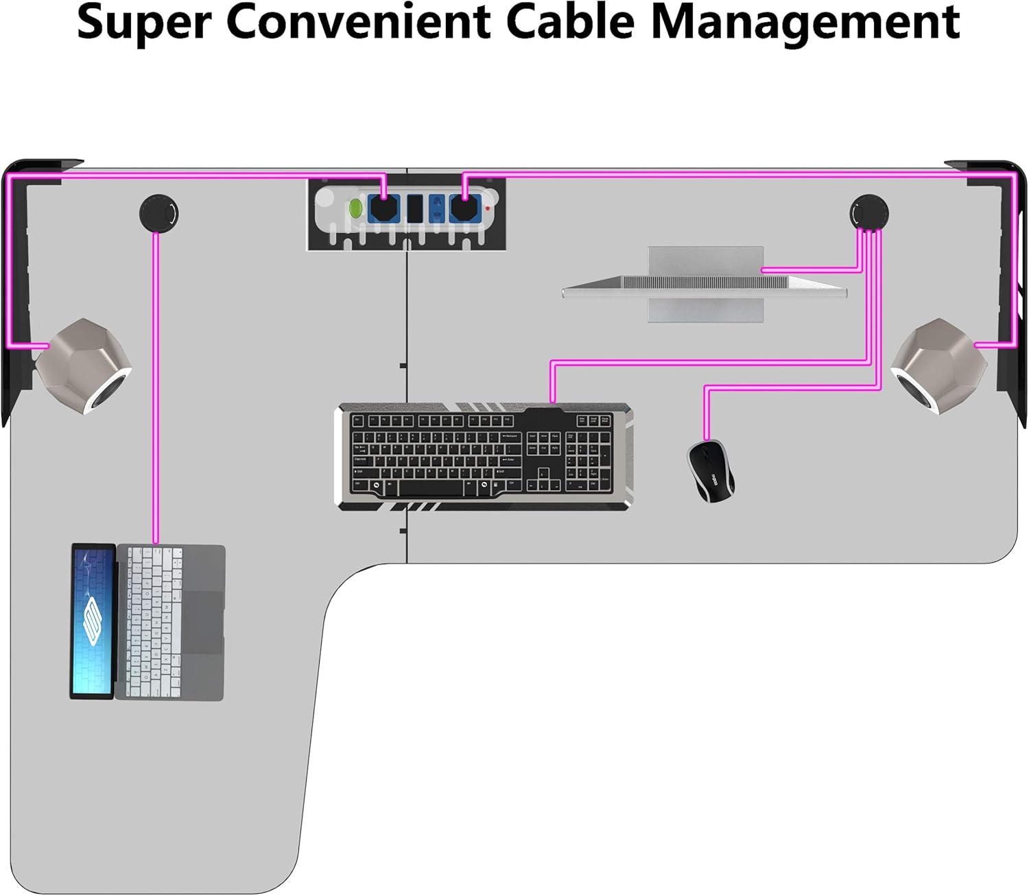 EUREKA ERGONOMIC L Shaped Gaming Desk, 60 Inch Corner Gaming Desk, Large Computer Desk, PC Gaming Desk with Mouse Pad and Cable Management for Gift