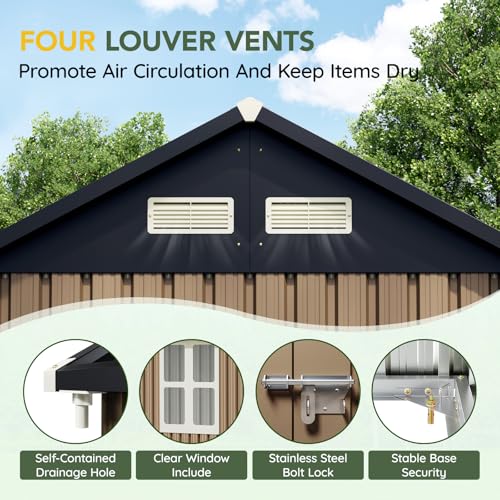 6x4FT Outdoor Steel Storage Shed with Clear Window, Lockable Doors, Weather-Resistant Metal Tool Shed for Garden, Backyard, Patio, and Utility Storage
