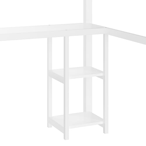 Bellemave Queen Size loft Bed with L Desk, Wardrobe, Metal Queen Loft Bed Frame for Adults, Kids, Teens, Black