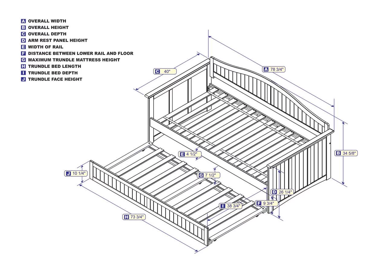AFI Nantucket Wood Twin Size Daybed Frame with Twin Trundle White