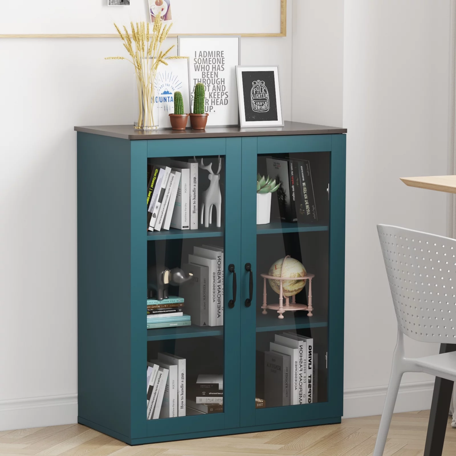 REHOOPEX Storage Buffet Cabinet with Glass Doors, Display Cabinet 36"H for Home Kitchen, Hallway