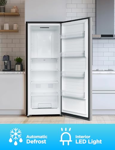 Commercial Cool 11.1 Cu. Ft. Convertible Freezer Refrigerator, Upright Fridge with Glass Shelves, Reversible Door, ENERGY STAR rated, Auto Defrost