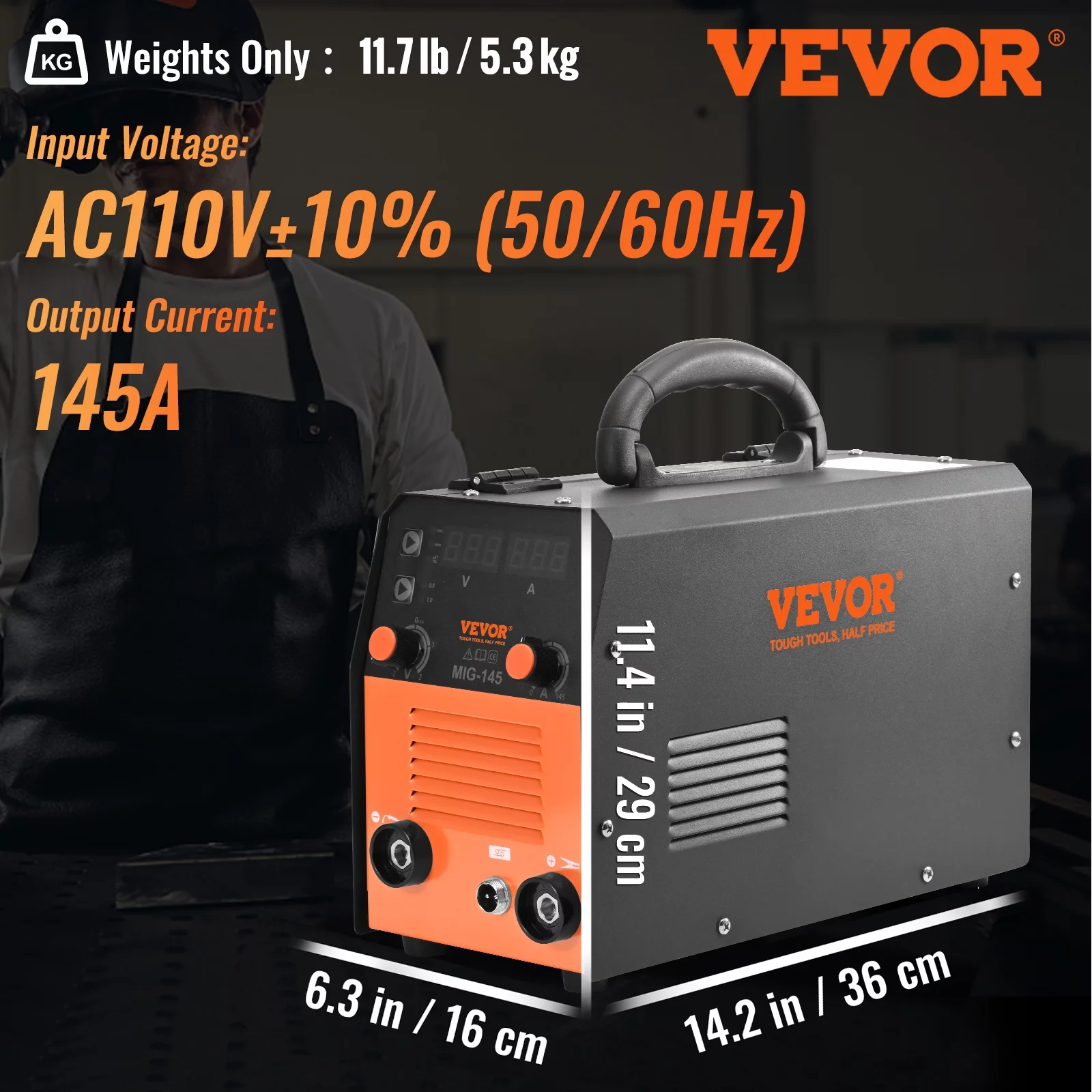 VEVOR 145A MIG Welder, 3 in 1 Combo Gasless MIG/Lift TIG/MMA with Welding Machine