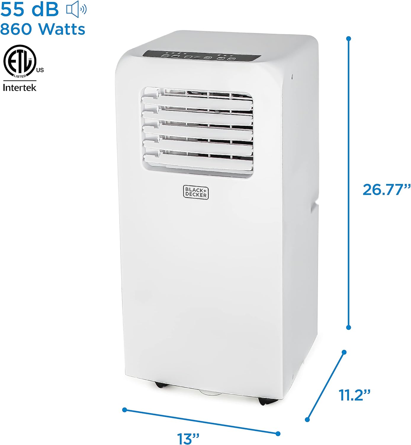 BLACK+DECKER 8,000 BTU Portable Air Conditioner with Remote Control, White - Smart Home Appliances