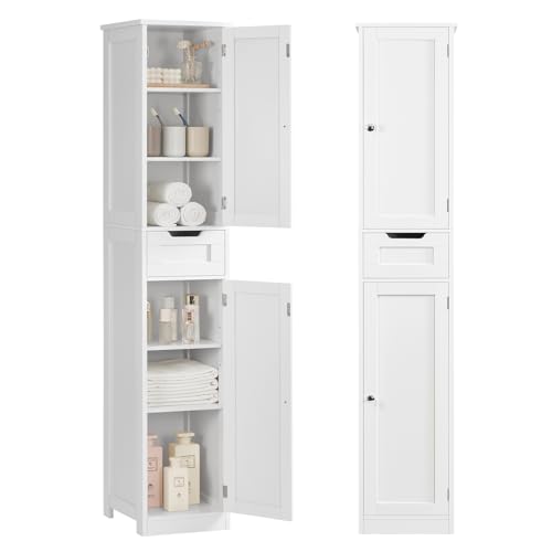 Iwell 67" Tall Bathroom Cabinet, Storage Cabinet with 2 Doors & 1 Drawer, Bathroom Storage Cabinets with Adjustable Shelves, for Living Room