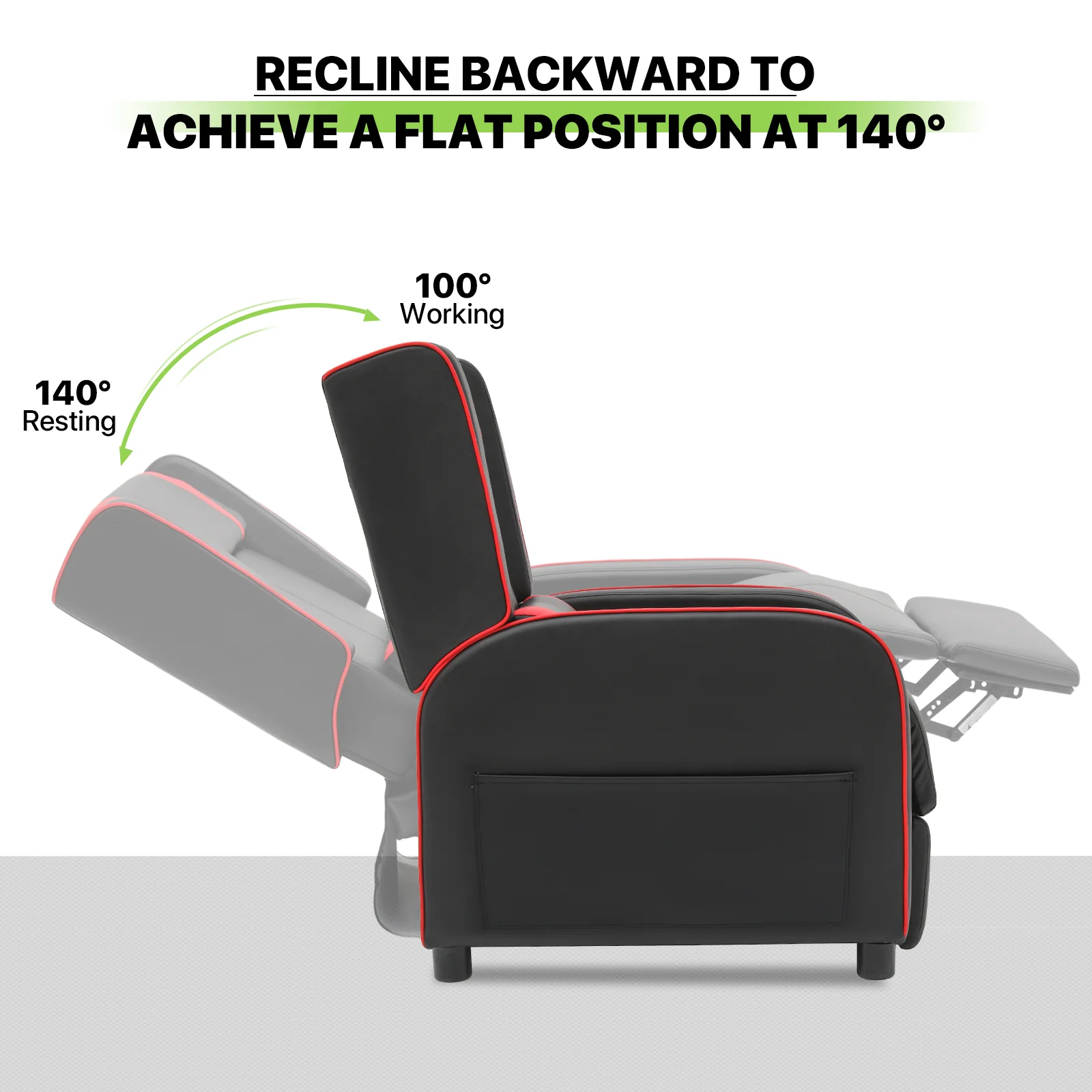Magshion Gaming Massage Recliner Chair, Racing Style Game Lounge Chair with Footrest, Remote Control and Side Pocket, PU Leather Home Theater Seating