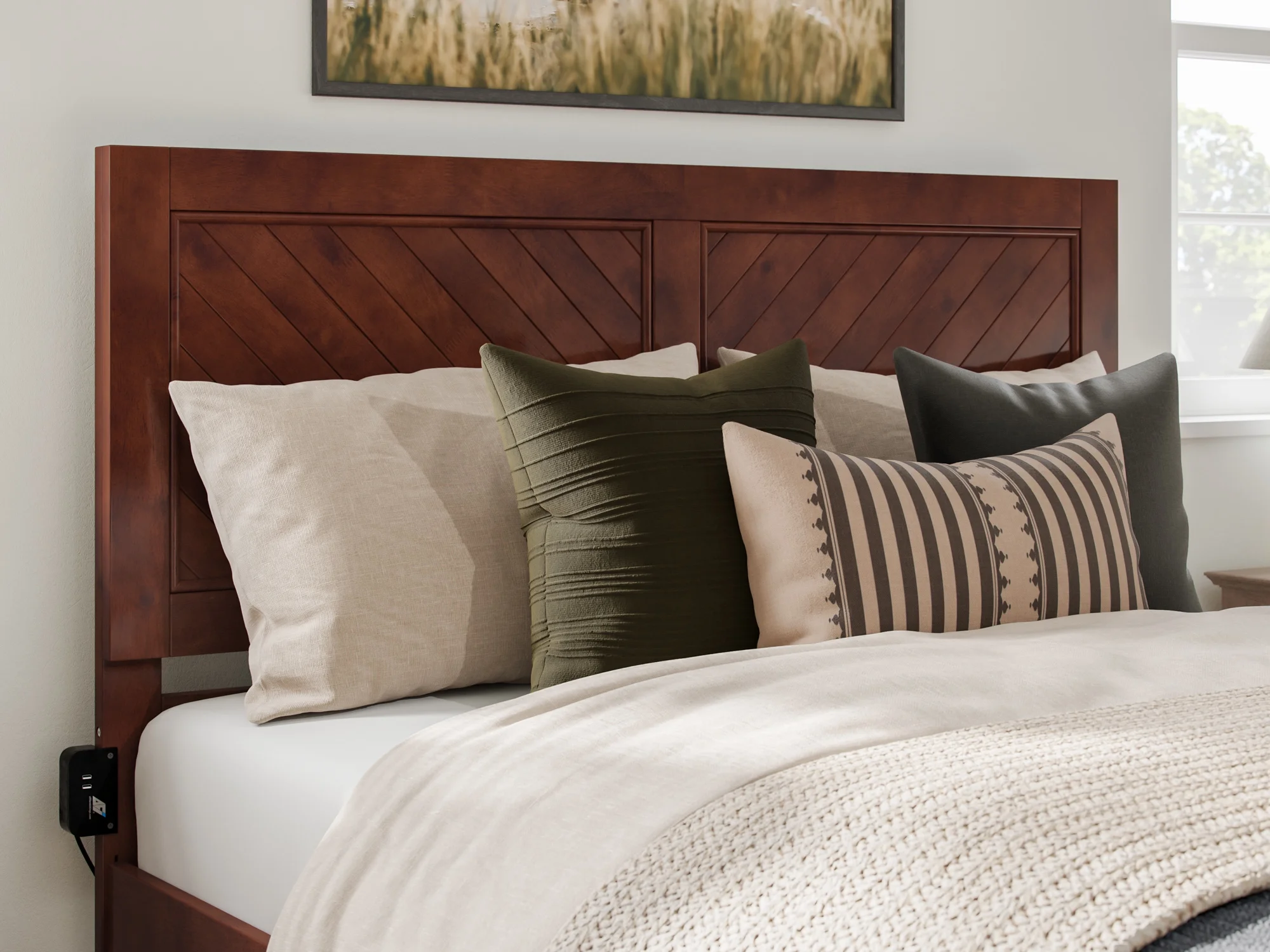 AFI Canyon Walnut Solid Wood Platform Bed with Matching Footboard & Storage Drawers, Queen