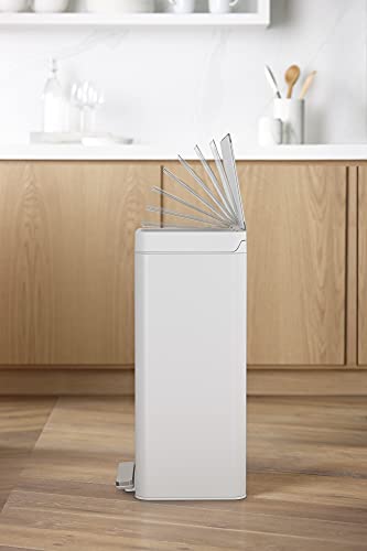 KOHLER 20940-ST 13 Gallon Kitchen Step Trash Can with Foot Pedal, Soft Close Lid, Stainless Steel