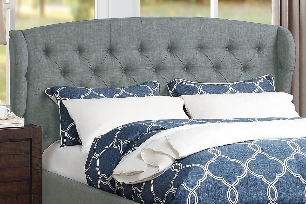Eastern King size bed Grey polyfiber bedroom furniture 1pc bed set Tufted adjustable headboard wingback