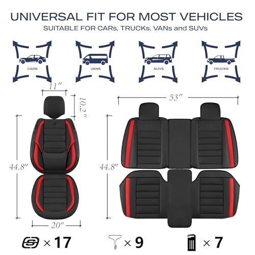 Skechers MAX Cushioning Seat Covers,Memory Foam Leather Car Seat Covers,Waterproof Car Seat Protector Front Seats