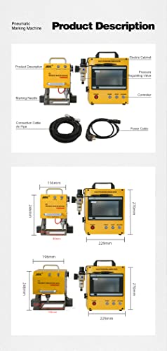 US Stock 100W Pneumatic Dot Peen Metal Engraving Machine Pneumatic Dot Peen Marking Machine Engraving Size 120x50mm(4.7X2inch) Depth 0.02-1 mm
