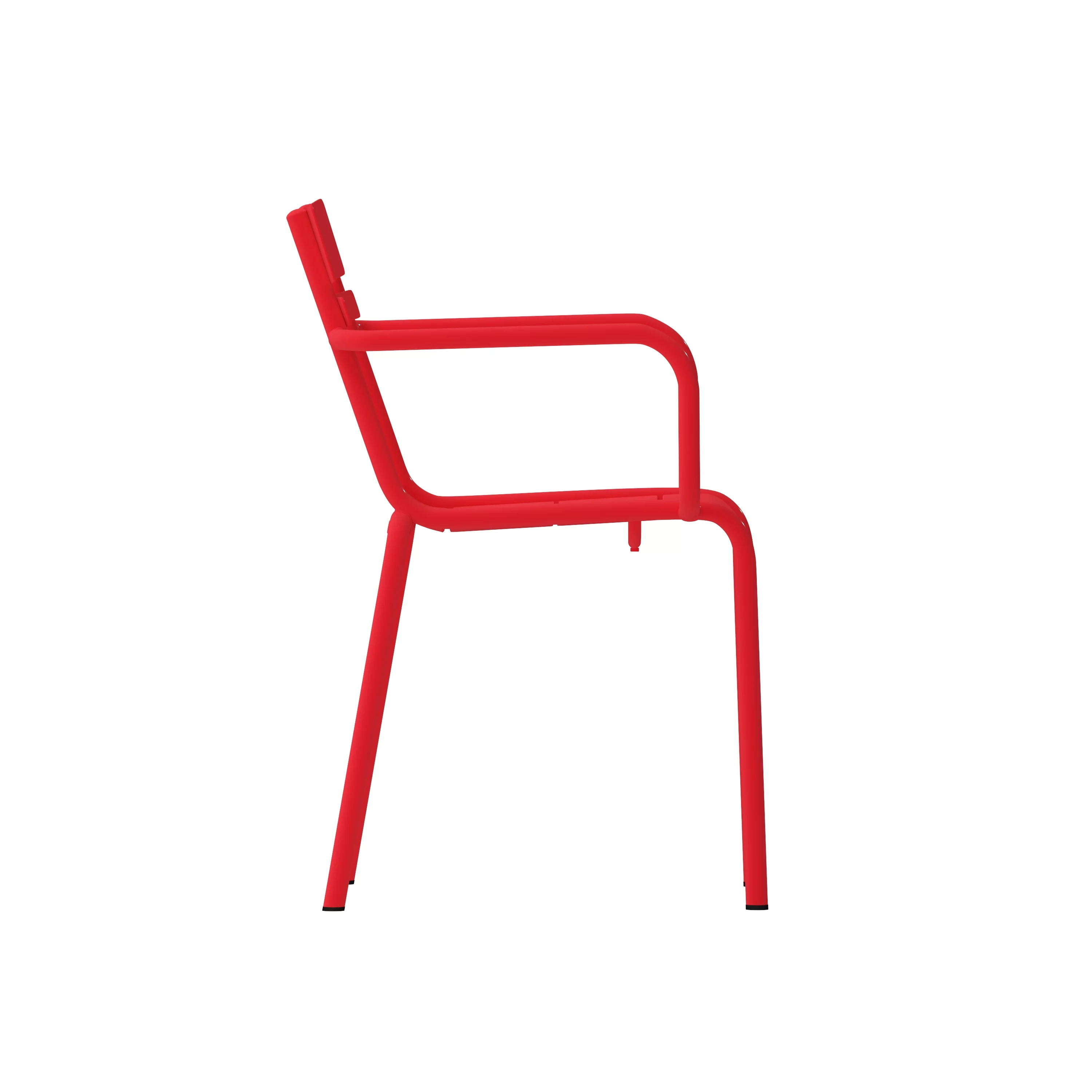 Flash Furniture Nash Commercial Grade Red Steel Indoor-Outdoor Stackable Chair with 2 Slats and Arms