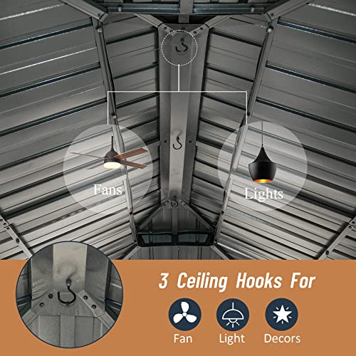 Domi 10' x 10' Hardtop Gazebo Outdoor Metal Gazebo with Galvanized Steel Double Roof Canopy, Curtains and Netting for Patio, Backyard, Deck