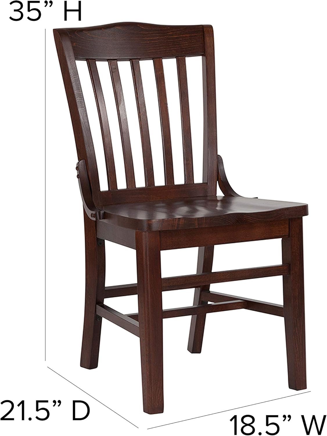 BizChair School House Back Walnut Wood Chair