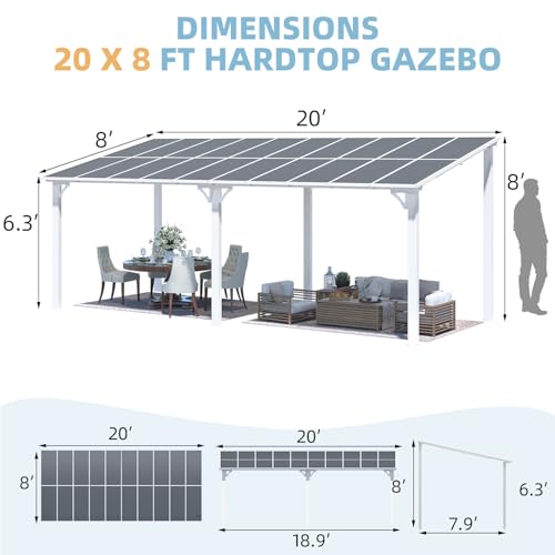 AECOJOY 10&rsquo; x 10&rsquo; Gazebo, Wall Mounted Gazebos Pergola on Clearance, Outdoor Patio Lean to Gazebo Awnings for Deck, Porch