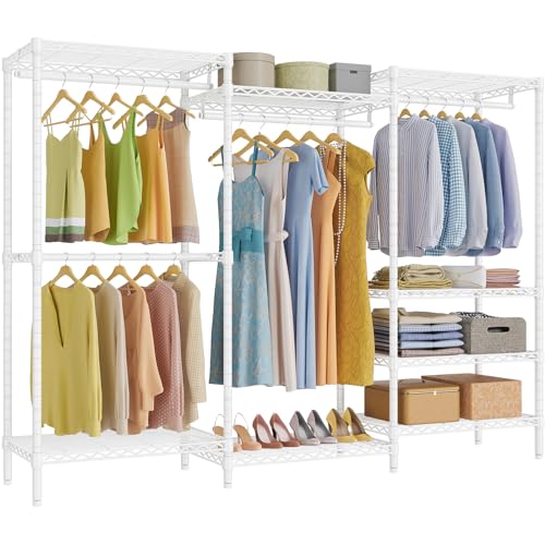 VIPEK V5 Portable Closet Wardrobe Heavy Duty Clothes Rack, Freestanding Clothing Rack with 4 Hang Rods & 8 Shelves, Adjustable Closet Racks