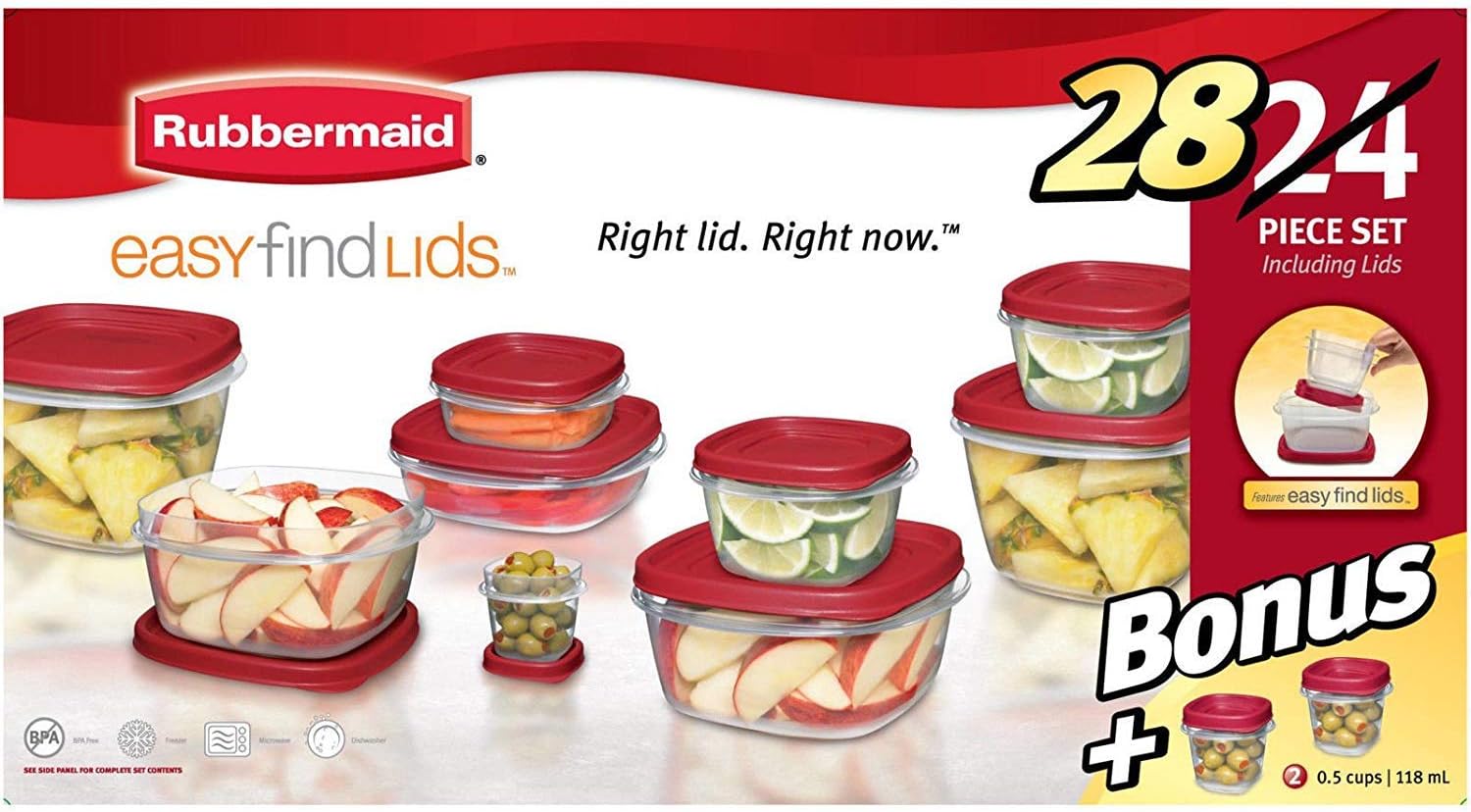 Rubbermaid Easy Find Lids Food Storage Containers with Lids - BPA-Free Durable Plastic Food Containers Great for Home, School, Travel - Freezer