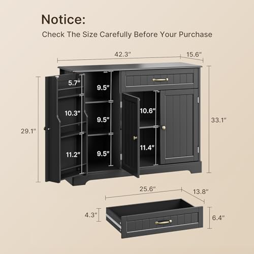 Gizoon Kitchen Sideboard Buffet Cabinet with Storage Small Coffee Bar Cabinet with Drawer