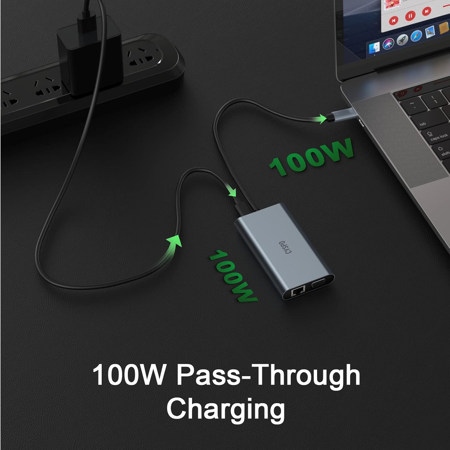 9-in-1 USB-C Hub Multiport Adapter, Docking Station with Dual Display 4K HDMI, VGA, 100W Power Delivery, 3 USB 3.0, Ethernet, TF/SD Card Reader