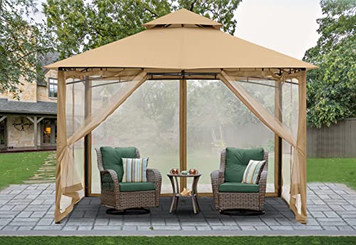 MASTERCANOPY Outdoor Garden Gazebo for Patios with Stable Steel Frame and Netting Walls (11x11,Dark Gray)