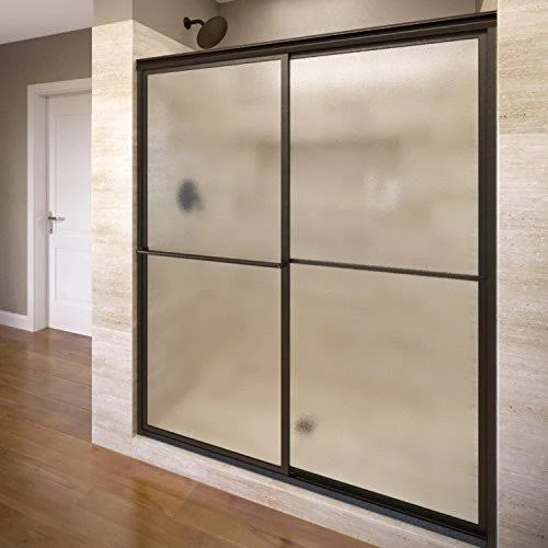 Basco 7150-44TOR Deluxe 44x22 x 68x22 Bypass Framed Shower Door Finish: Oil Rubbed Bronze, Glass Type: Obscure
