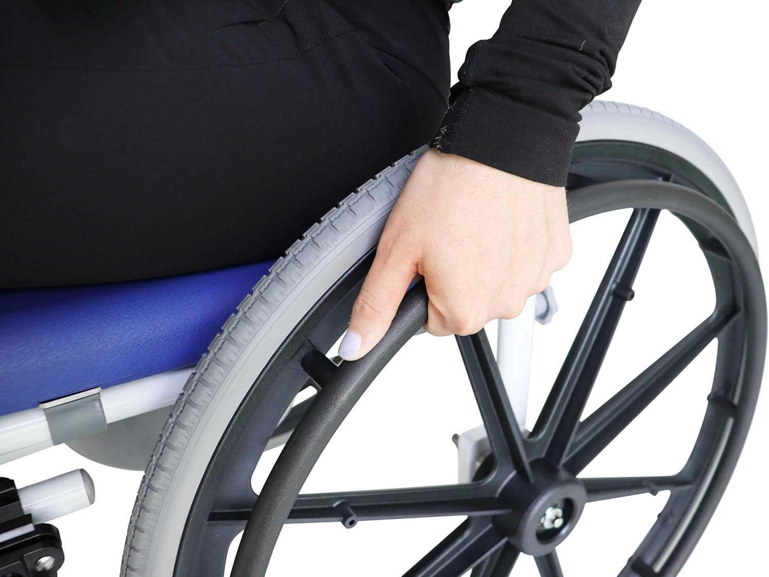 KMINA PRO - Shower Wheelchair for Inside Shower, Adjustable Shower Chair with Wheels for Disabled Adult, Self Propelled Shower Commode Wheelchairs