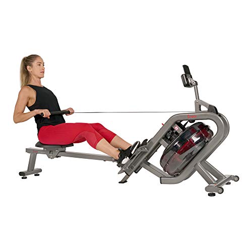 Sunny Health & Fitness Elite Water Rowing Machine with High Dynamic Resistance Vertical Tank