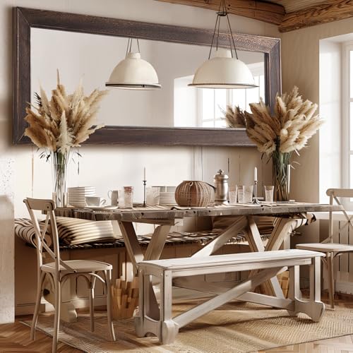 MELOMOIR Rustic Farmhouse Full Length Mirror, 64"x21" Wood Frame Floor Mirror, Free Standing Mirror Leaning Hanging Mirror