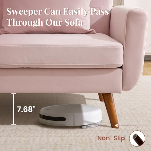 Tbfit L Shaped Couch Sofa, 80" W Mid-Century Modern Sectional Couches, 3 Seater Sofas with Wide Chaise Lounge & Two Pillows