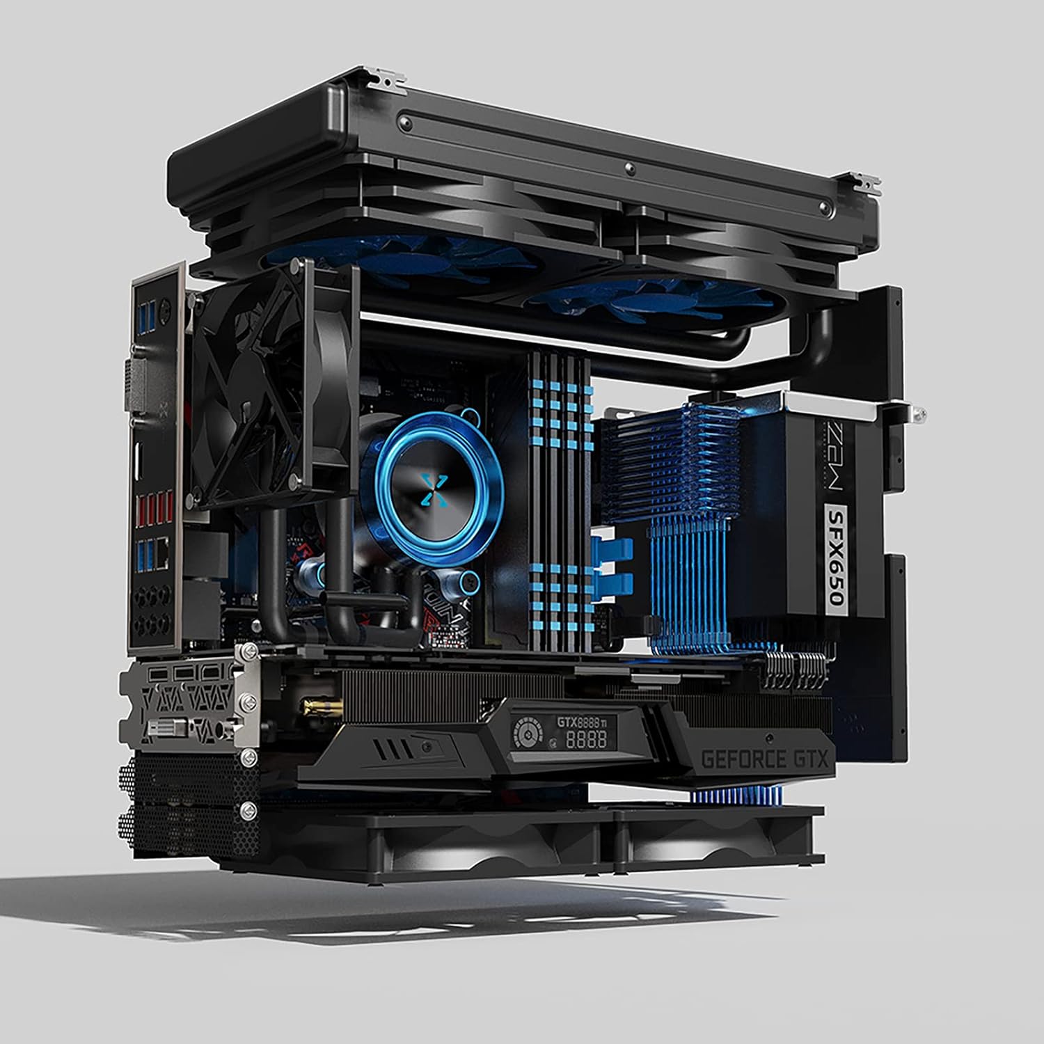 ZZEW C6 Micro ATX Case, Computer MATX Case, Aluminum Mini PC Case Supporting 280/240 Cooling