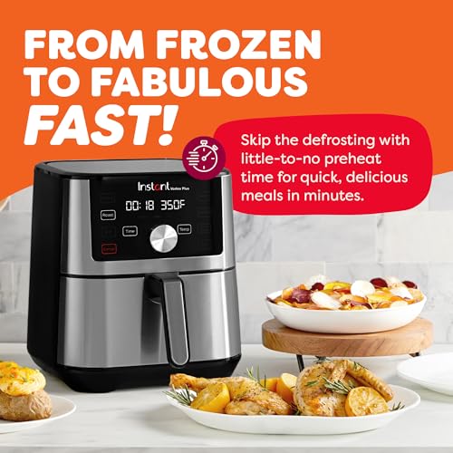 Instant Pot Vortex Plus 4QT Air Fryer, Custom Program Options, 6-in-1 Functions Crisps, Broils, Roasts, Dehydrates, Bakes, Reheats