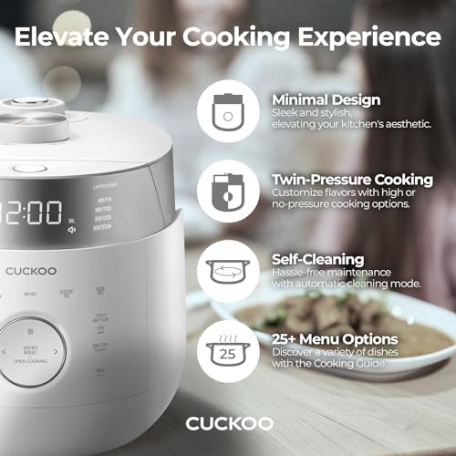 CUCKOO IH Twin Pressure Rice Cooker 23 Menu Options: White, GABA, Scorched, Porridge, & More,