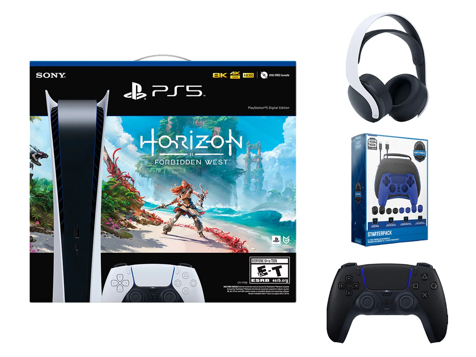 Sony Playstation 5 Digital Edition Horizon Forbidden West Bundle with Extra Black Controller