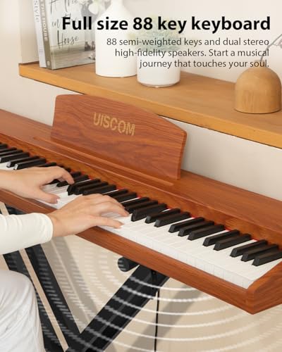 Digital Piano Keyboard for Beginners,Full Size 88 Key Semi-Weighted Keyboard Electric Piano with Stand,Power Adapter,Sheet Music Stand,Pedal