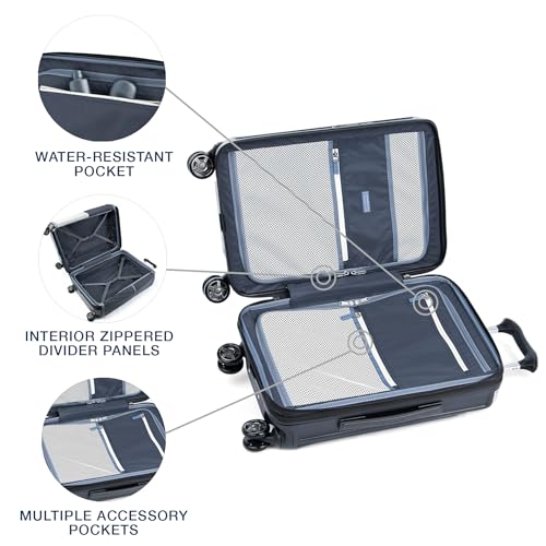 Travelpro Platinum Elite Hardside Expandable Carry on Luggage, 8 Wheel Spinner, TSA Lock, Hard Shell Polycarbonate Suitcase, Metallic Sand