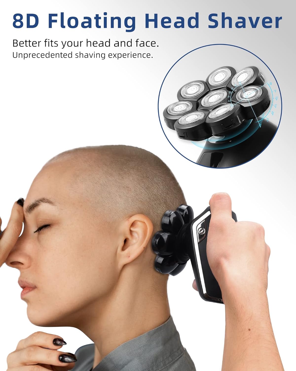 Head Shaver 8D - Electric Head Shavers for Bald Men with Wet and Dry Head - Cordless, Rechargeable, Ergonomic Design