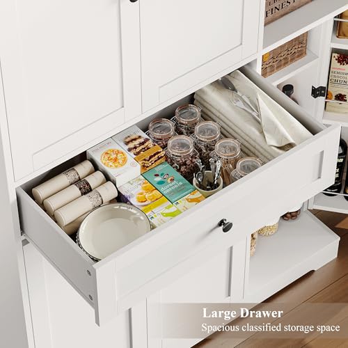 HOSTACK 68" Tall Kitchen Pantry Storage Cabinet, Modern Kitchen Hutch Cabinet with Doors and Shelves