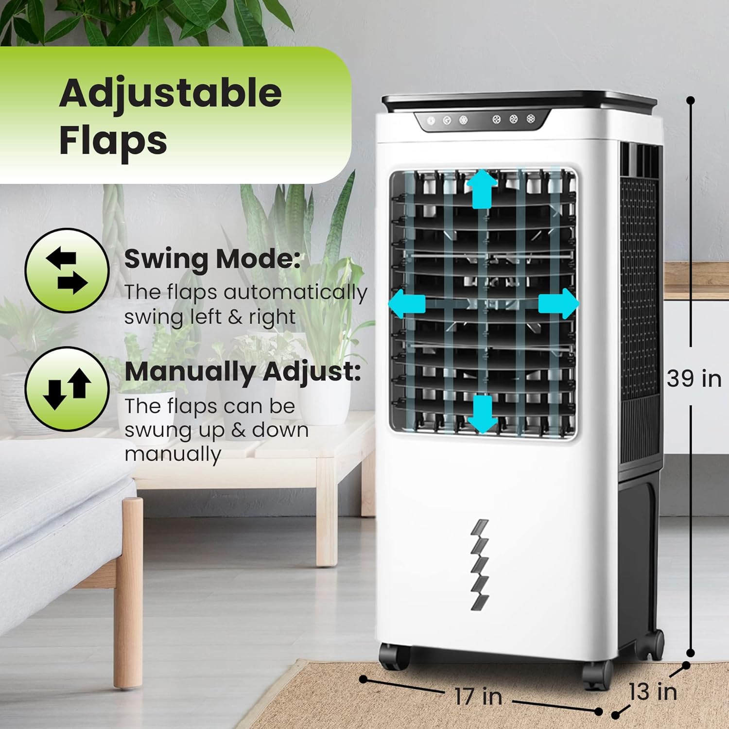 Gorilla Gadgets Powerful Swamp Cooler 5300 CFM, 7 Gallons Water Tank, Portable Indoor Evaporative Air Cooler, Remote Included, Swing Mode