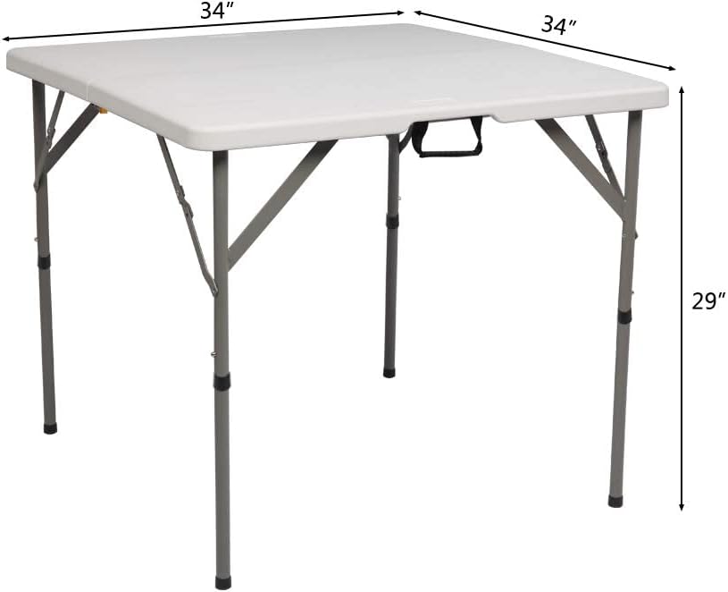 VINGLI 48 Round Bi-Folding Commercial Table, 4 Feet Portable Plastic Dining Card Table for Kitchen or Outdoor Party Wedding Event, White Granite