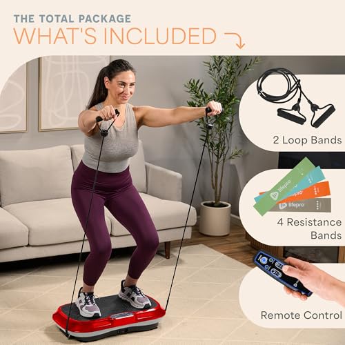 Lifepro Waver Vibration Plate Exercise Machine – High-Intensity Vibration for Muscle Activation, Full-Body Workout Vibrating Platform with Loop Bands