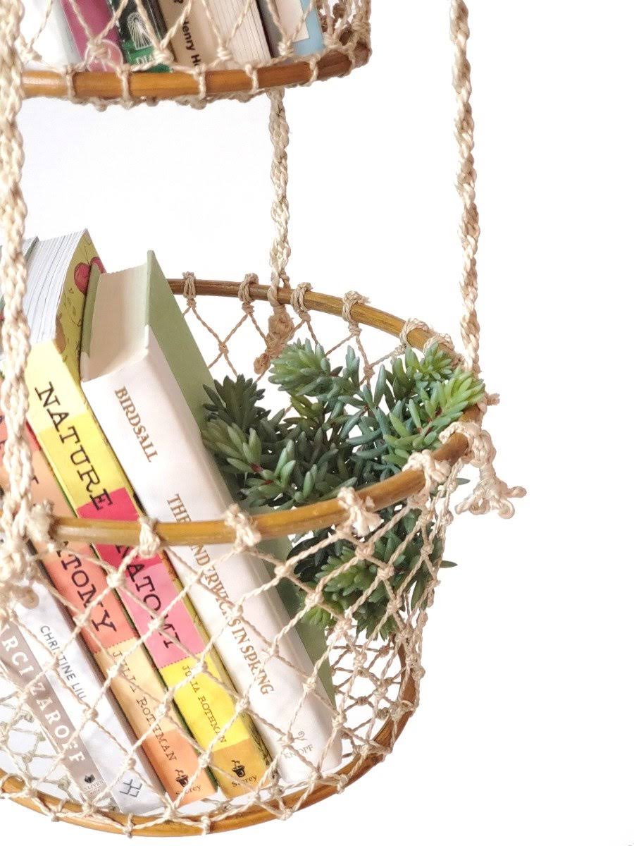 Korissa Jhuri Double Hanging Basket - Brown