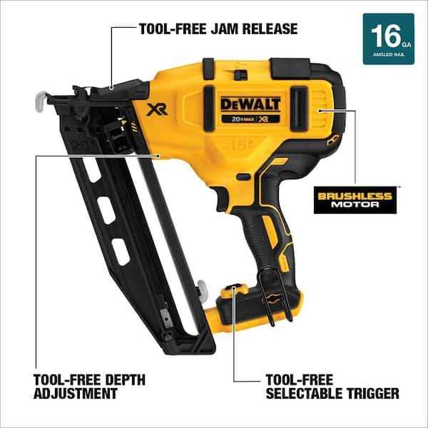 DEWALT 20V MAX XR Lithium-Ion 16-Gauge Cordless Angled Finish Nailer Battery and - Shop Hardware Tools Online Store