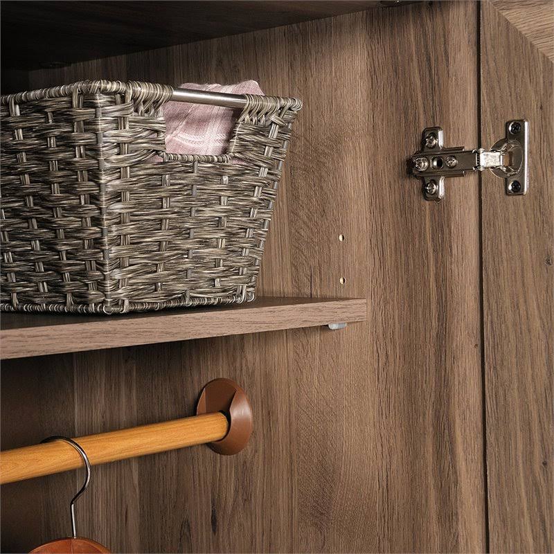 Pemberly Row Wardrobe Armoire with 1-Drawer in Salt Oak