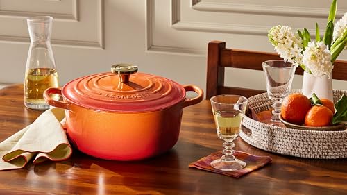 Le Creuset Enameled Cast Iron Signature Oval Dutch Oven, 15.5 qt., Flamme Doree with Crucible Knob