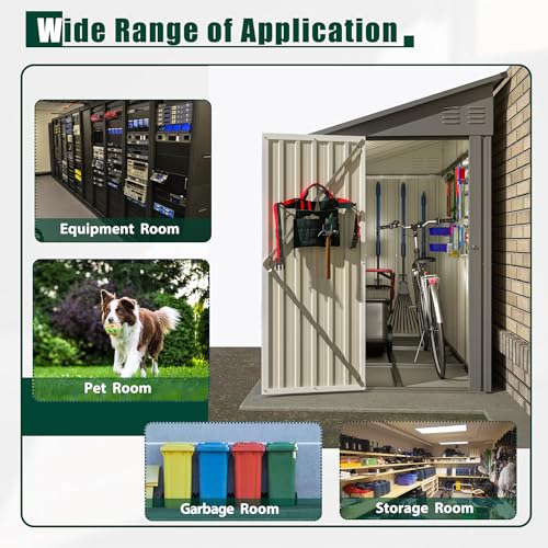 4×8 FT Outdoor Metal Storage Shed,Heavy-Duty Lean to Storage Shed with Floor Base,Garden Tool Metal Storage House W/Lockable Door and 2 Air Vents