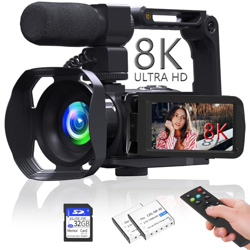 8K Video Camera Camcorder Ultra 48MP Vlogging Camera for YouTube 18X Digital Zoom Camcorder 3.0" IPS Screen IR Night Vision with Fill Light, Mic
