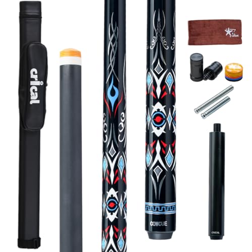 CRICAL Carbon Fiber Pool Cue Stick 58" Billiard Cue Sticks Professional Low Deflection Pool Sticks with 3/8 * 8 Pin Joint and 12.5mm Tip