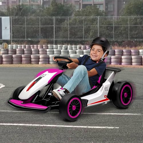 Kids Go Kart, Ride On Drift Kart with Dual 200W Motors, 24V Battery Powered Electric Drift Car, Outdoor 2-Speed Ride On Racing Toy for Boys Girls 6+